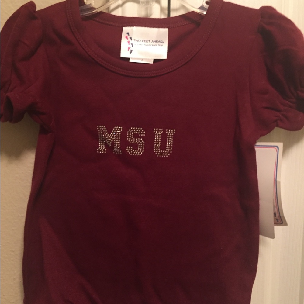 MSU Solid Girls Tunic Top with Ruffle Hem, NWT